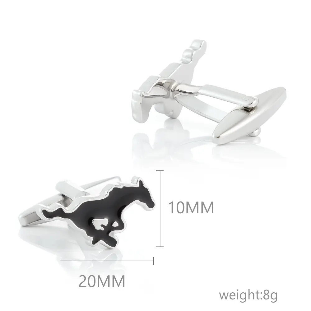Wholesale Cufflinks Fashion New Personalized Black Running Horse Fancy Enamel Cuff Link CC81122