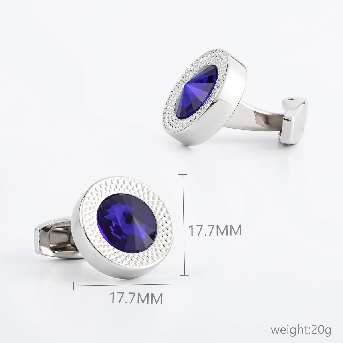 ODM Cufflink Manufacturer Zircon Round Sapphire Men's Fashion Jewelry Cufflinks CS9001 Exporters, Company