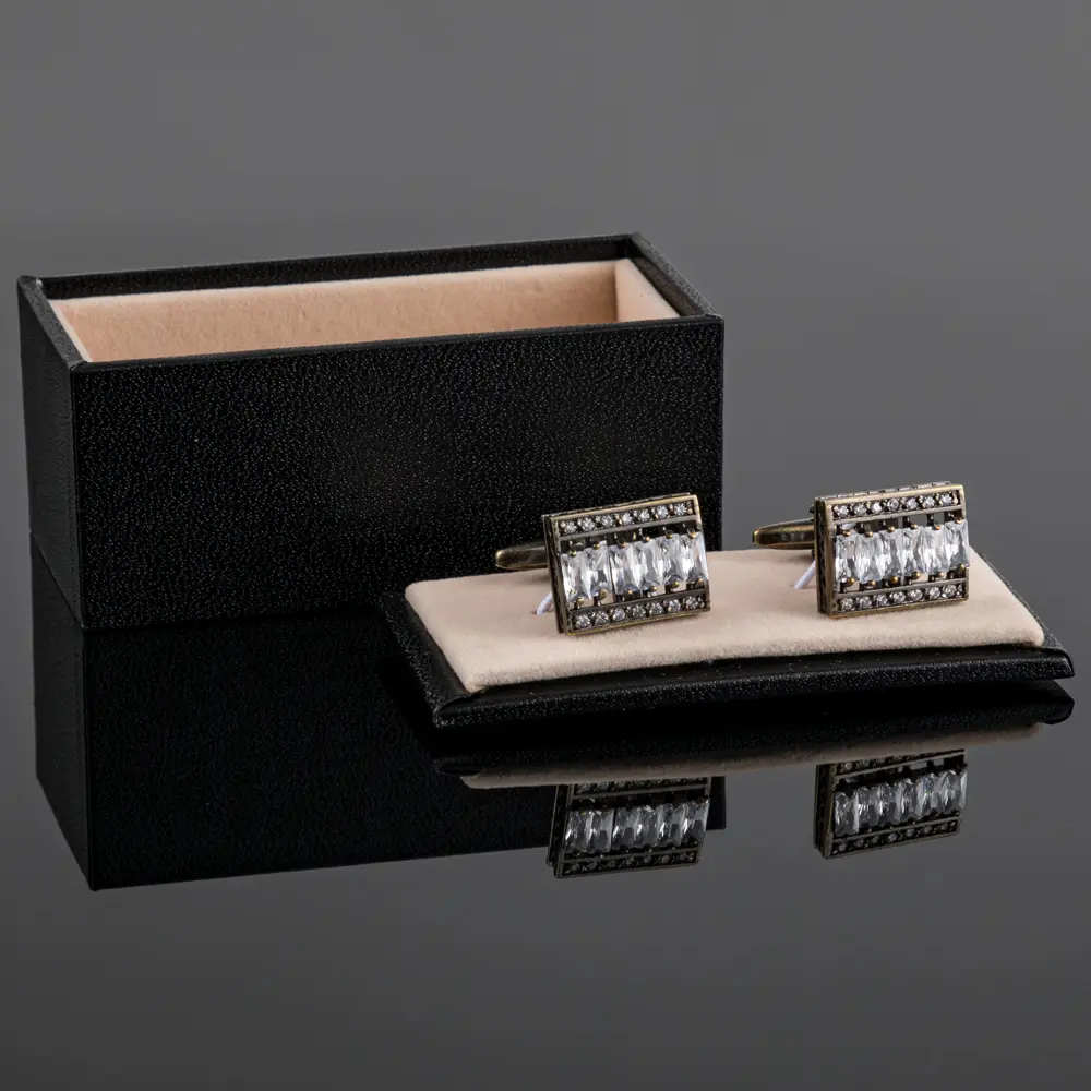 Wholesale Men Business Luxury Bronze Square Hollow White Zircon Rhinestone French Cufflinks CS8293 Factories, Exporters