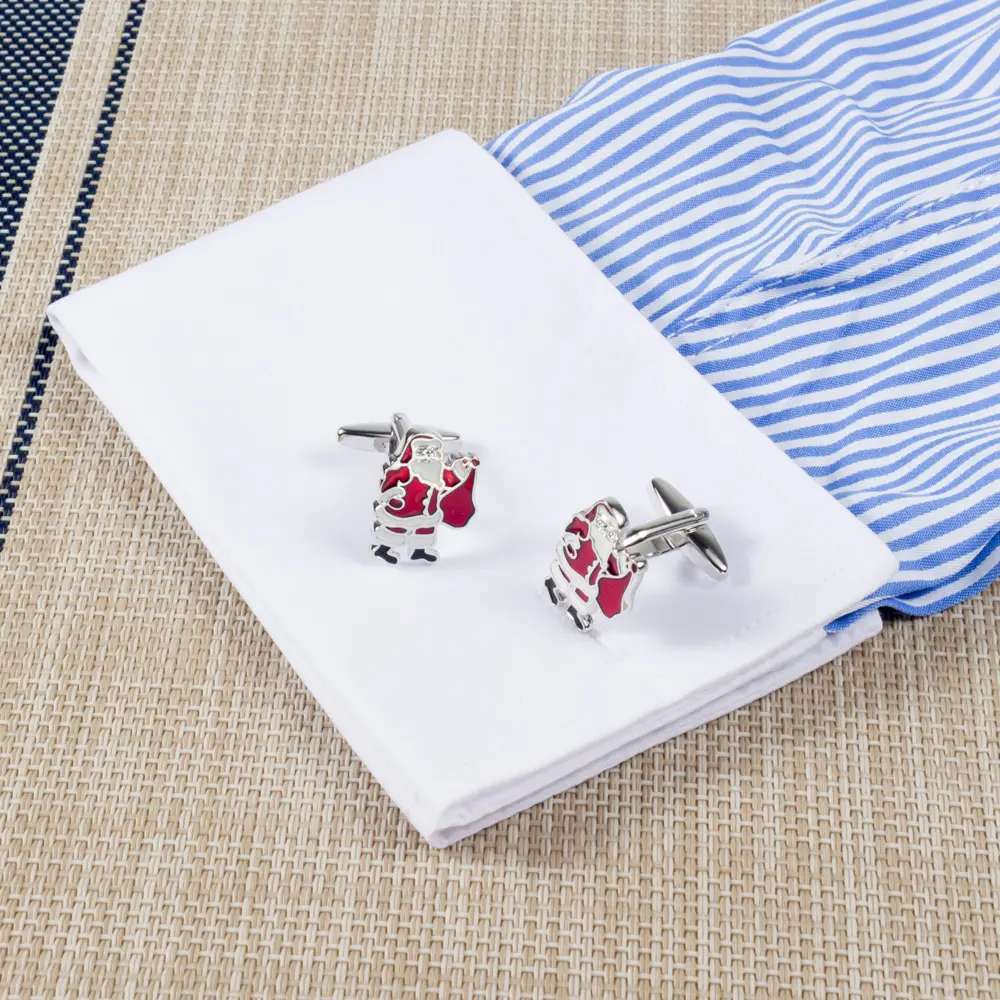 OEM Factory Wholesale Low Price Funny Santa Claus Enamel Cufflinks Men Christmas Gifts CC0188 Supplier, Factory