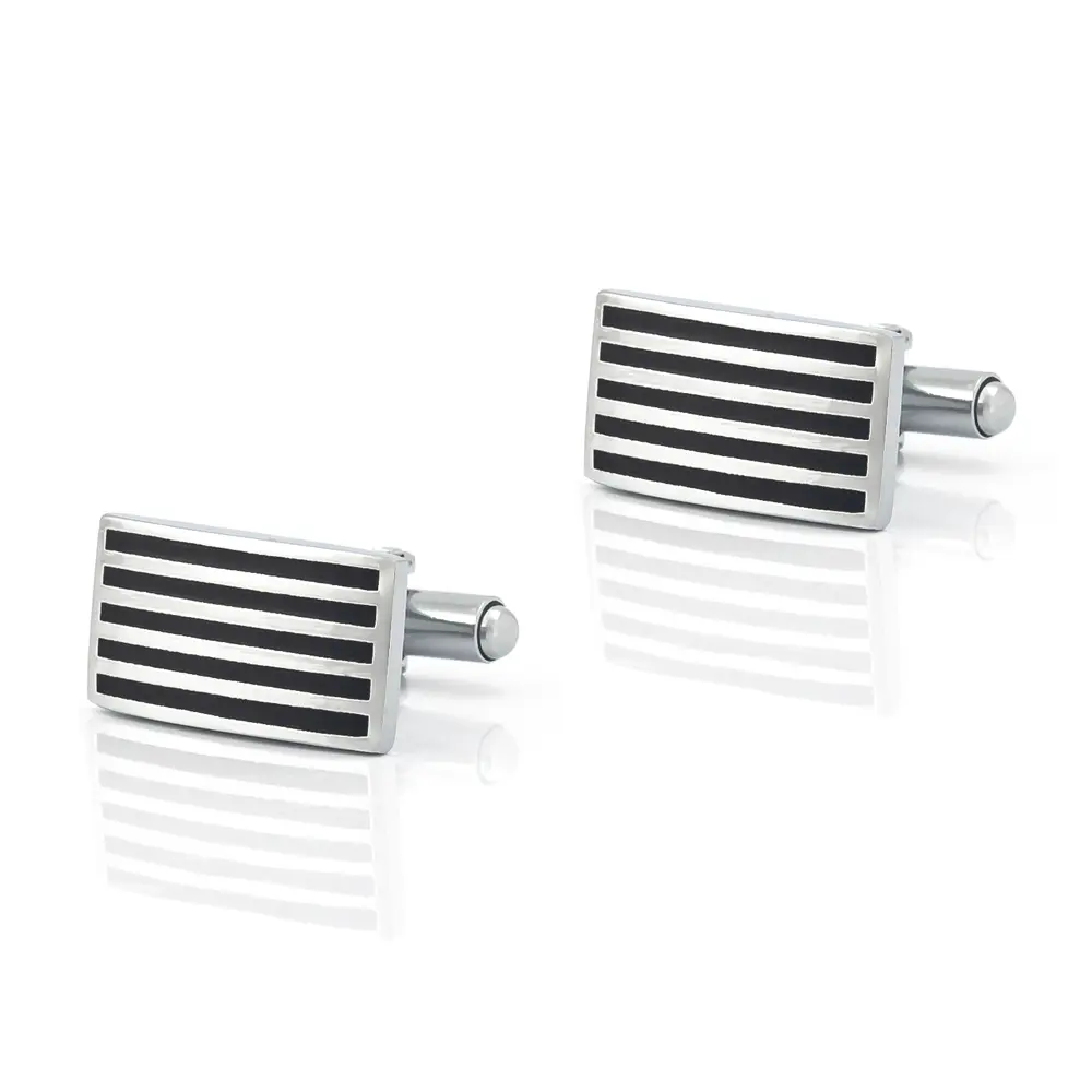 Custom Factory In Stock Silver Plated Black Enamel Cufflinks Shirt Cuff Links CC-Q101 Suppliers, Exporters