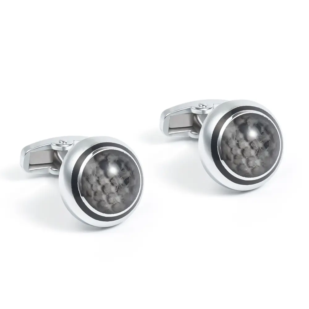 Custom Vintage Round Natural Lace Agate with Silver Plated Cufflinks for Men Shirt Exporters, Companies