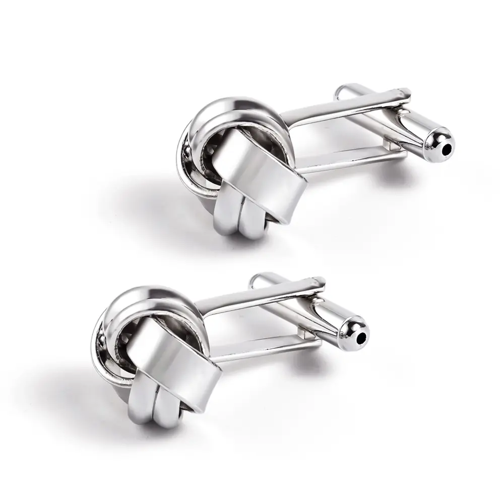 Wholesale Silk Knot Silver Color Men Cufflinks Wholesale Twist Elegance Cufflinks Manufacturer, Exporters