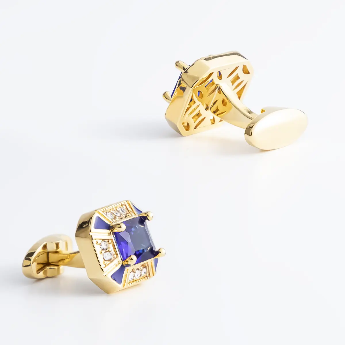 Custom Luxury Golden Plated Zircon Retro French Buttons Formal Business Dress Shirt Cuff Links Gifts CS0104-G Manufacturers, Company