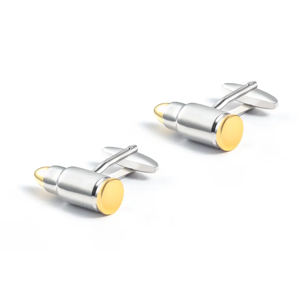 ODM Bullet Shape Shirt Cufflinks Men Formal Dress Business Wedding Party Classic Metal Cufflinks CL0044-2 Exporter, Companies
