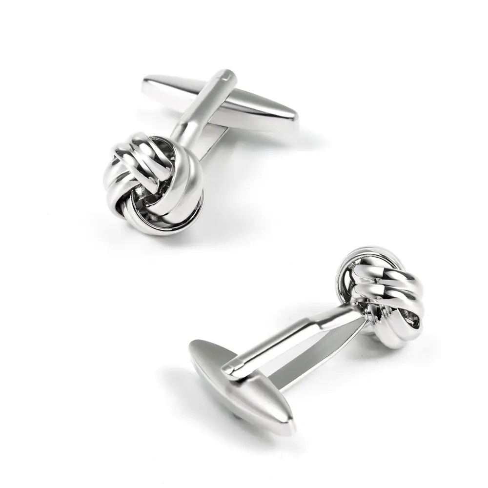 ODM Classic Fashion Promotional Metal Brass Silver Knot Cuff links for Men Shirts Factories, Companies
