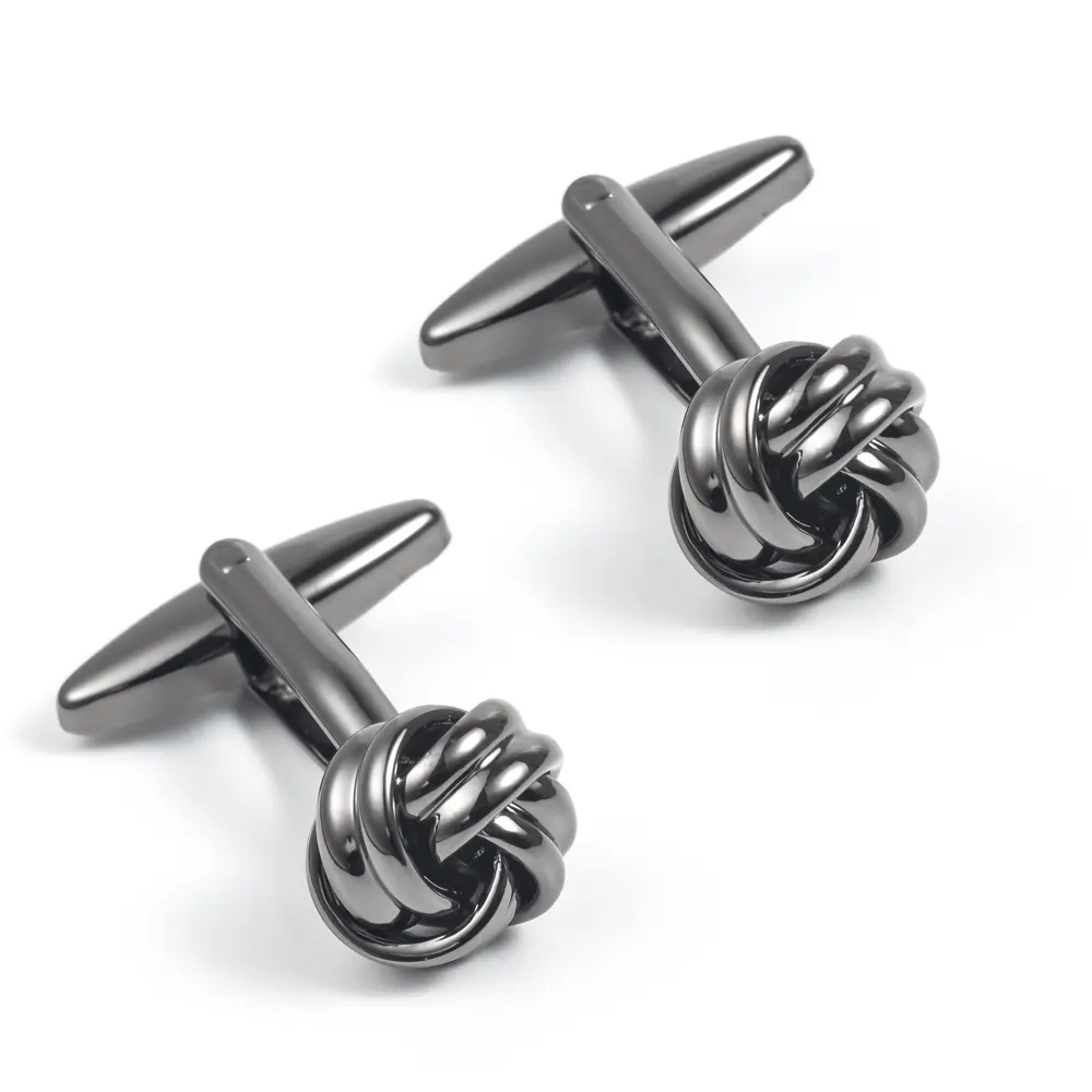 Wholesale Gunmetal Knot Cuff Links Fashionable Custom Mens Suit Accessories Manufacturer, Manufacturers