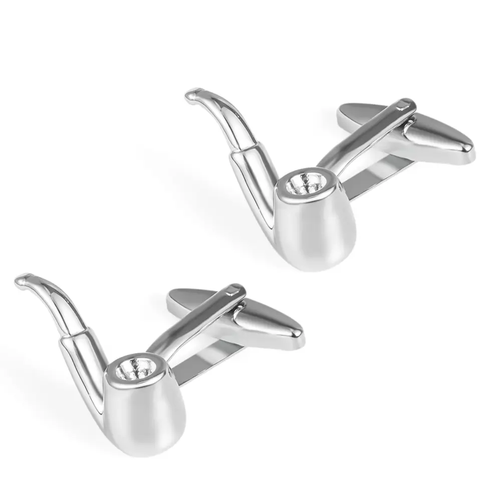 OEM Factory Men Accessories Supplier Personalized Silver Smoking Pipe Design Cufflinks CL0038 Manufacturers, Supplier