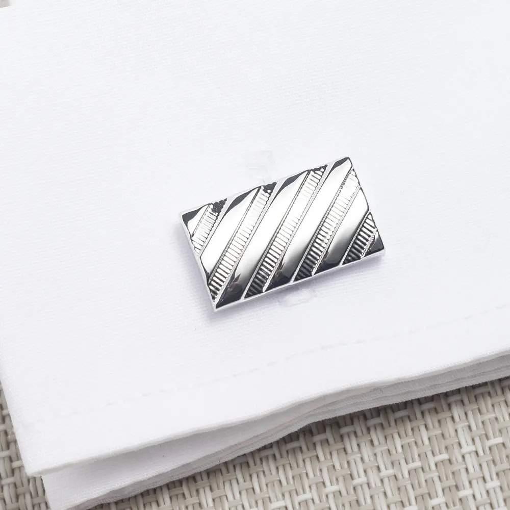 Wholesale Popular Classic Copper Material Fashion Custom Engraved Silver Metal Cufflinks For Men CL0021 Manufacturer, Manufacturers