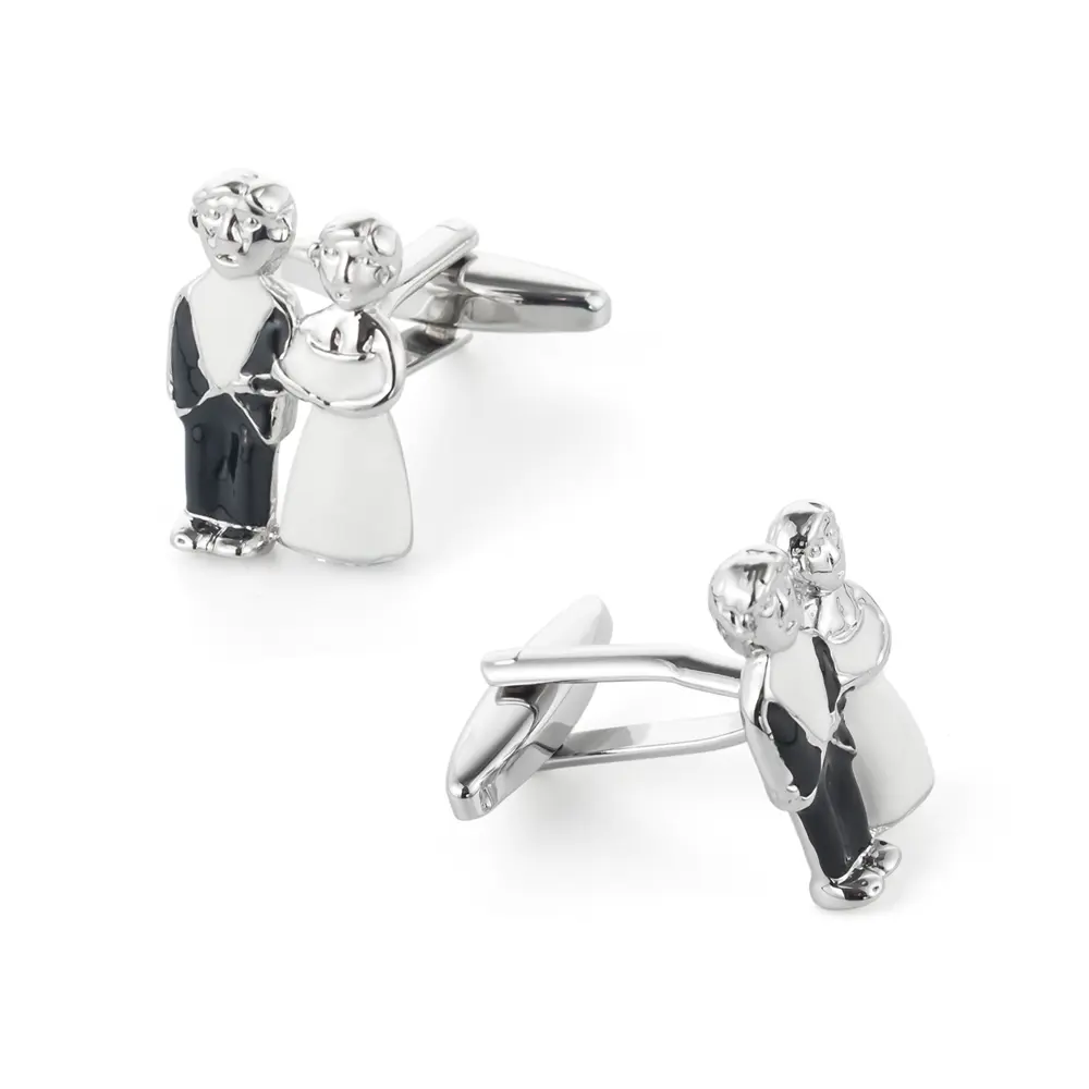 Wholesale Novelty Wedding  Enamel Bride and Groom Cufflinks for Suit Shirt Accessories CC0030