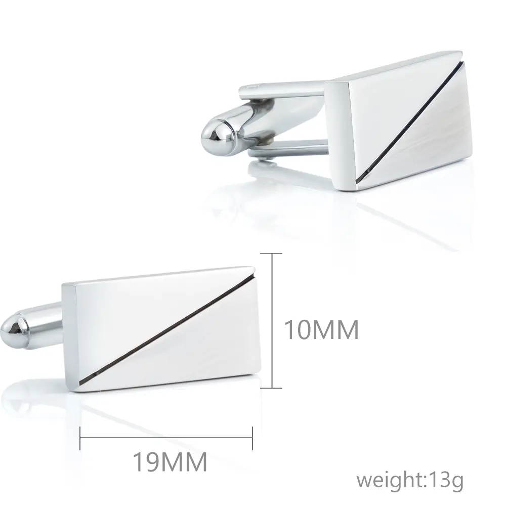 Custom Simple Fashion Sliver Rectangular Cufflinks Wholesale Men's Diagonal Line Cufflinks CL-C423 Manufacturer, Companies