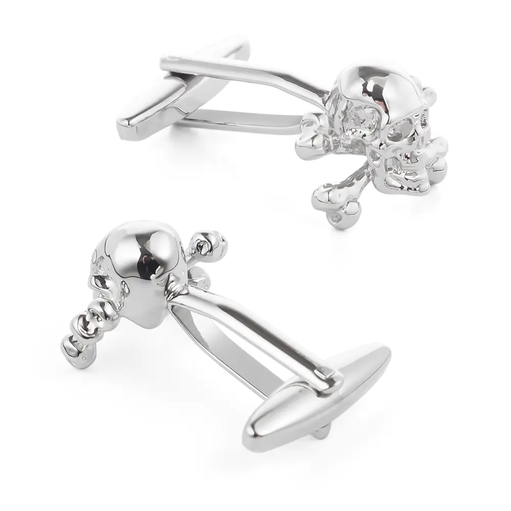 Wholesale Exquisite Punk Style Skull Silver Plated Men Personalized Halloween Cufflinks CL0040