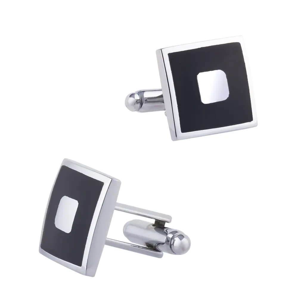 OEM Classic Scottish Connery Silver Square Cufflinks Black Enamel Cufflinks Factory Wholesale CC-Q068 Suppliers, Exporters