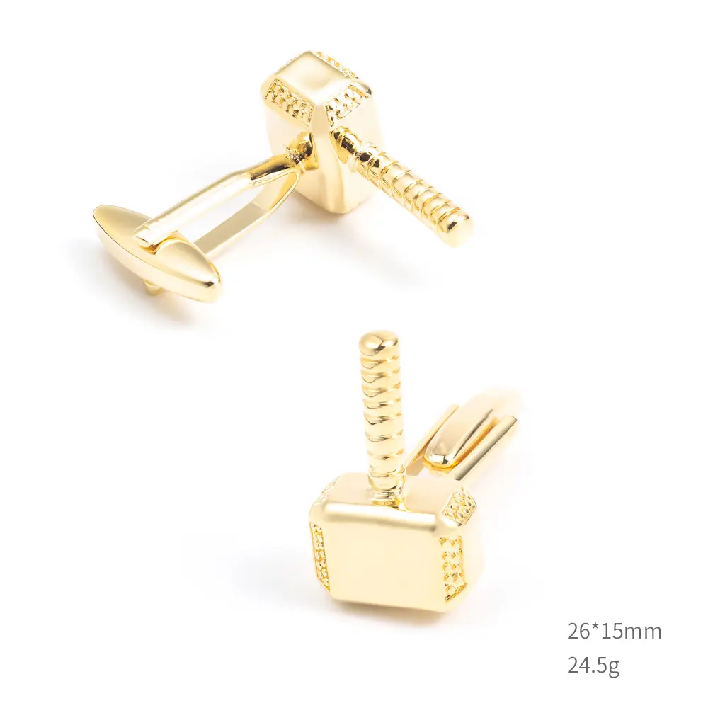 ODM Fashion Factory Low Price Copper Material Gold Plated Hammer Cufflinks For Men Shirt CL0030-G Factories, Exporters