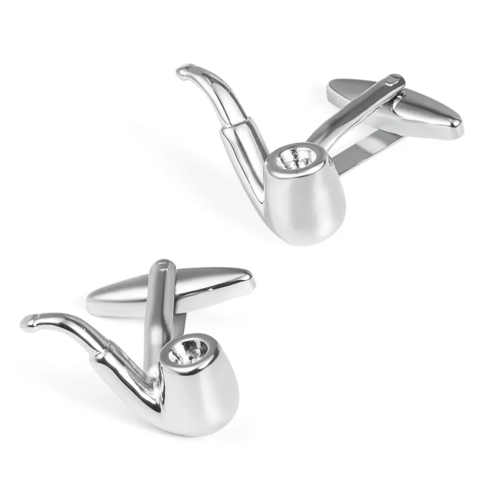 OEM Factory Men Accessories Supplier Personalized Silver Smoking Pipe Design Cufflinks CL0038 Manufacturers, Supplier