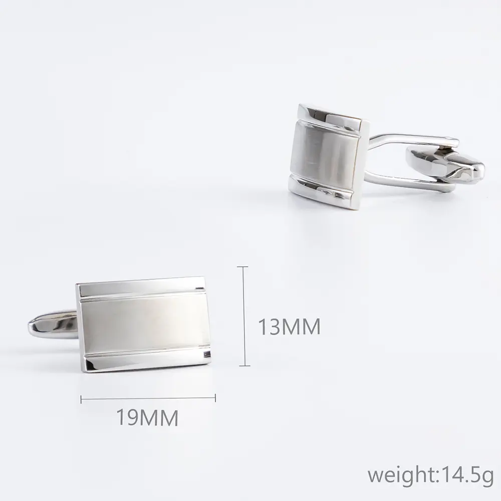 Wholesale Business Classical Simple Silver Two Tone Engravable Cufflinks Factory Wholosale CL0020 Manufacturers, Factory