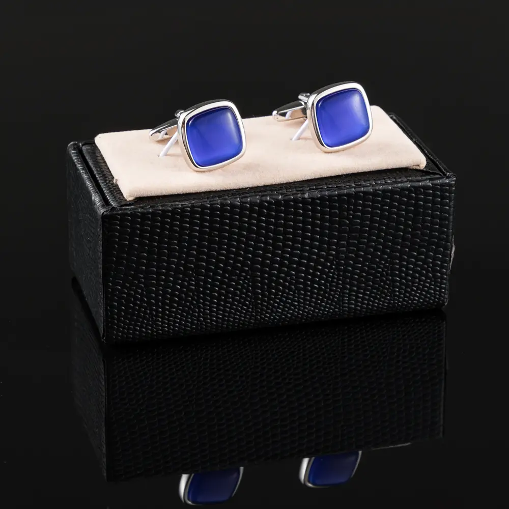 Custom Luxury Blue Stone Brass Men Cufflinks Wedding Business Men Gifts Suppliers, Companies