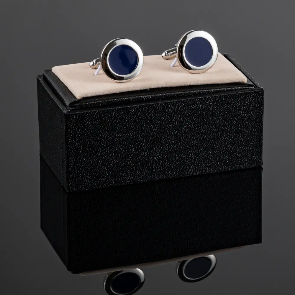 Wholesale Tuxedo Suit Shirt Cuff Links Round Blue Enamel Silver Cufflinks Fashion Accessory CC8585