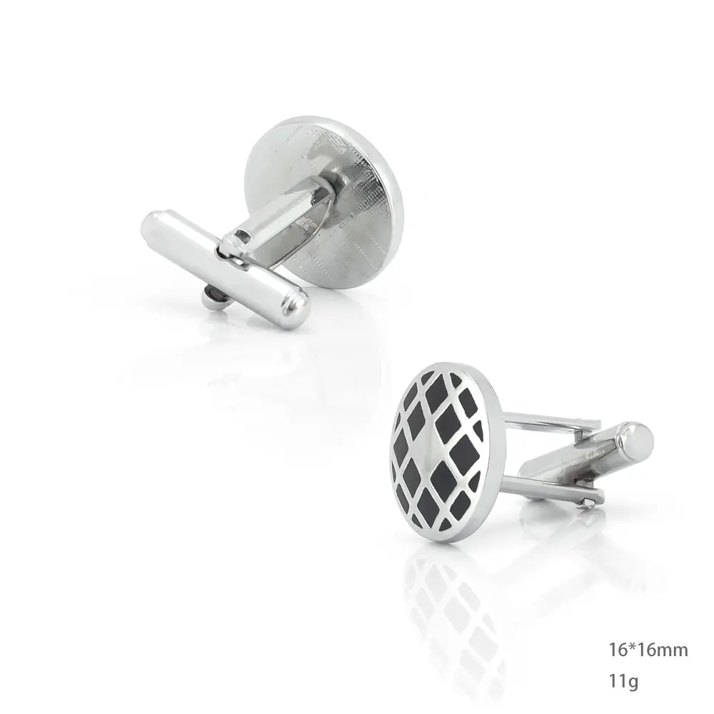 Wholesale Men's Trendy Vintage  Round Black Enamel Cufflinks Shirt Accessory CC-Q291