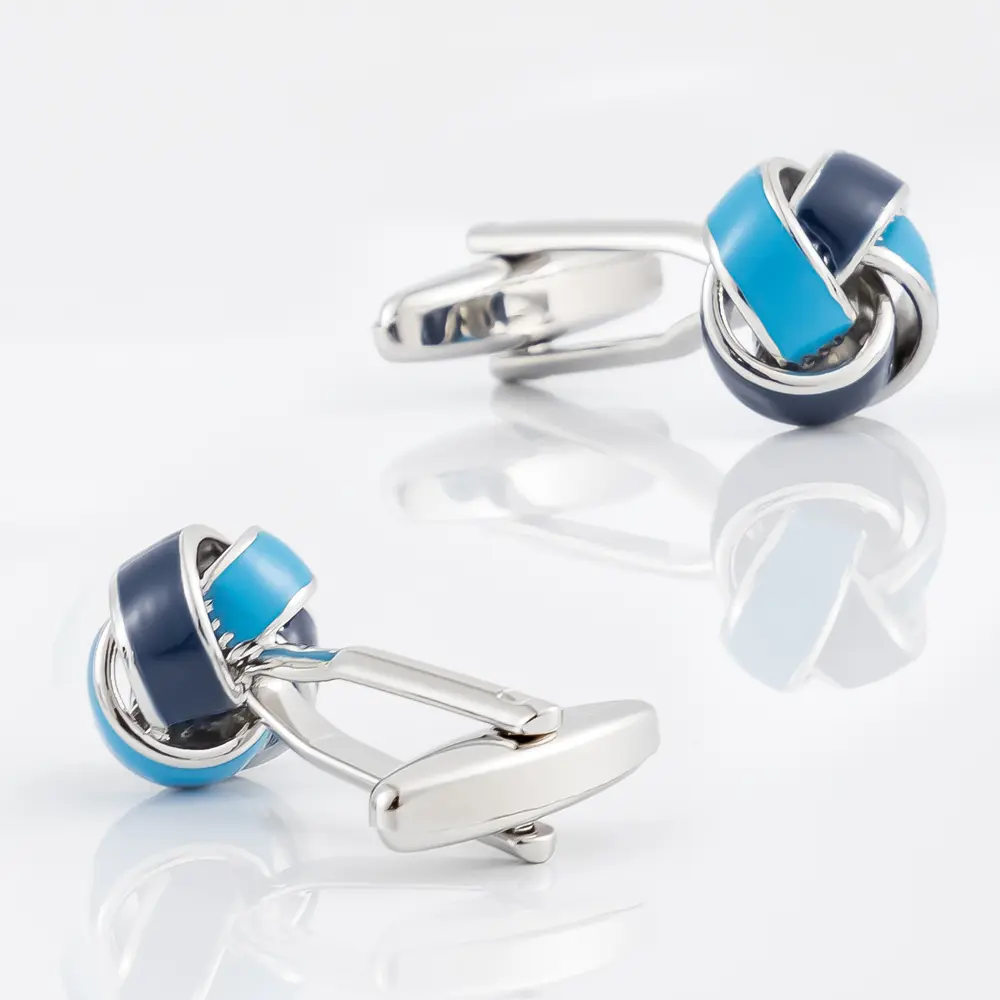 Custom High Quality French Designer Fancy Mens Blue Twist Knot Metal Cufflinks For Suit Accessories CC8481 Manufacturers, Suppliers