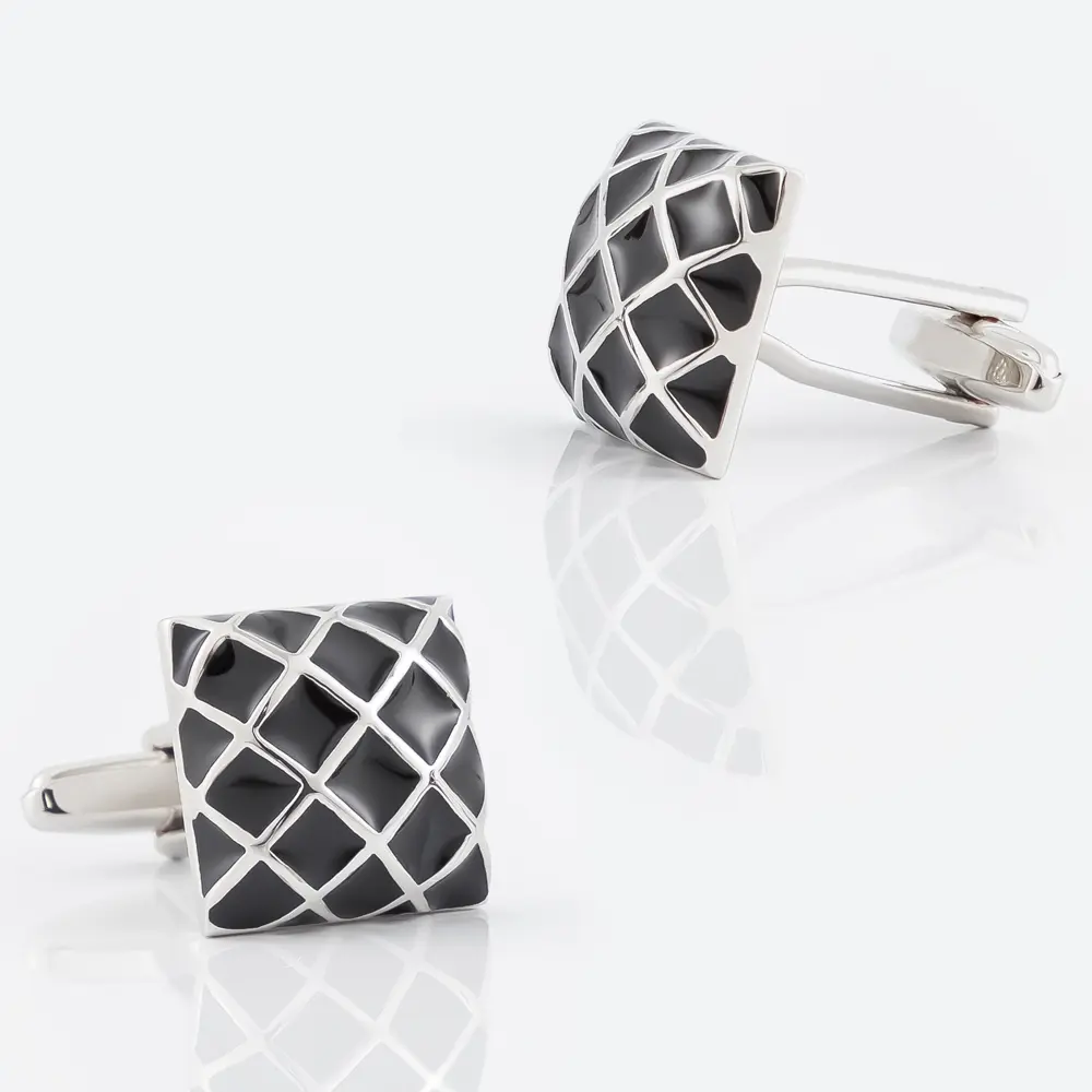Wholesale JINIJIE Ready To Ship Fashion Grid Black Square Metal Copper Mens Cufflinks Suit Accessories CC8968 Exporter, Company