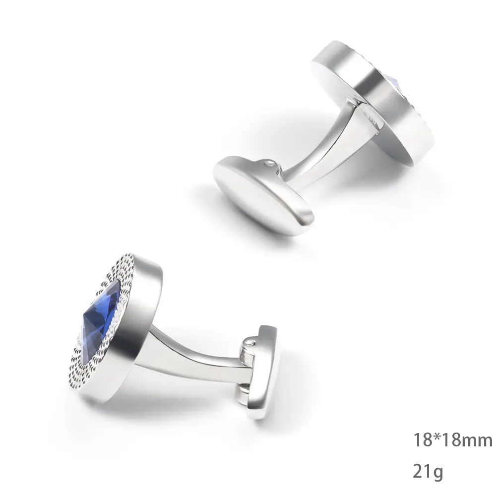 Custom Quality Bulk Cufflinks Men Shirt Accessory Personalised Blue Sapphire Cufflinks CSW0035 Manufacturer, Supplier