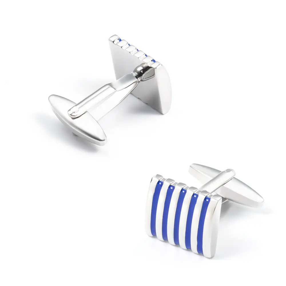 Wholesale Blue Strip Enamel Cufflinks Custom Men's Suit Shirt Fashion Accessory CC0314