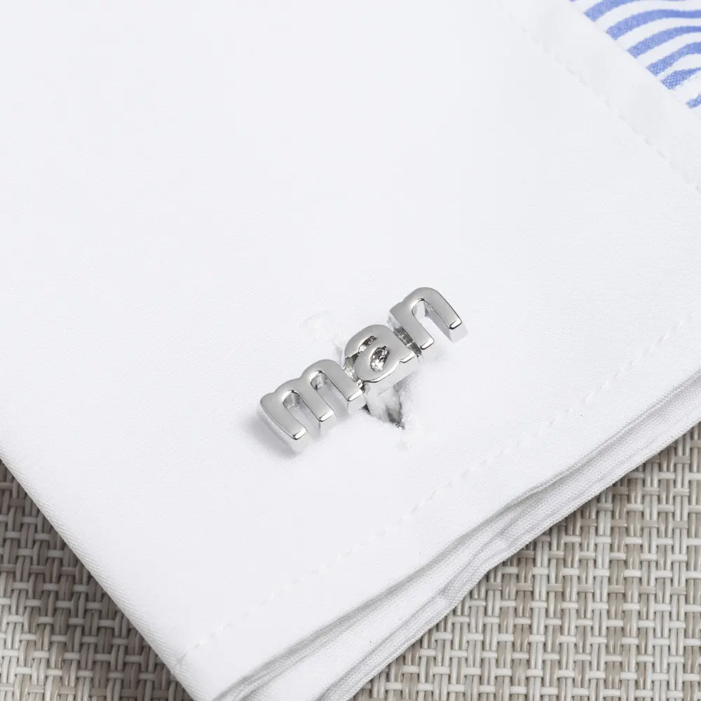 ODM Factory Premium Fancy Groom Best Man Silver Letters Engraved Wedding Brass Cufflinks CL0004 Suppliers, Companies