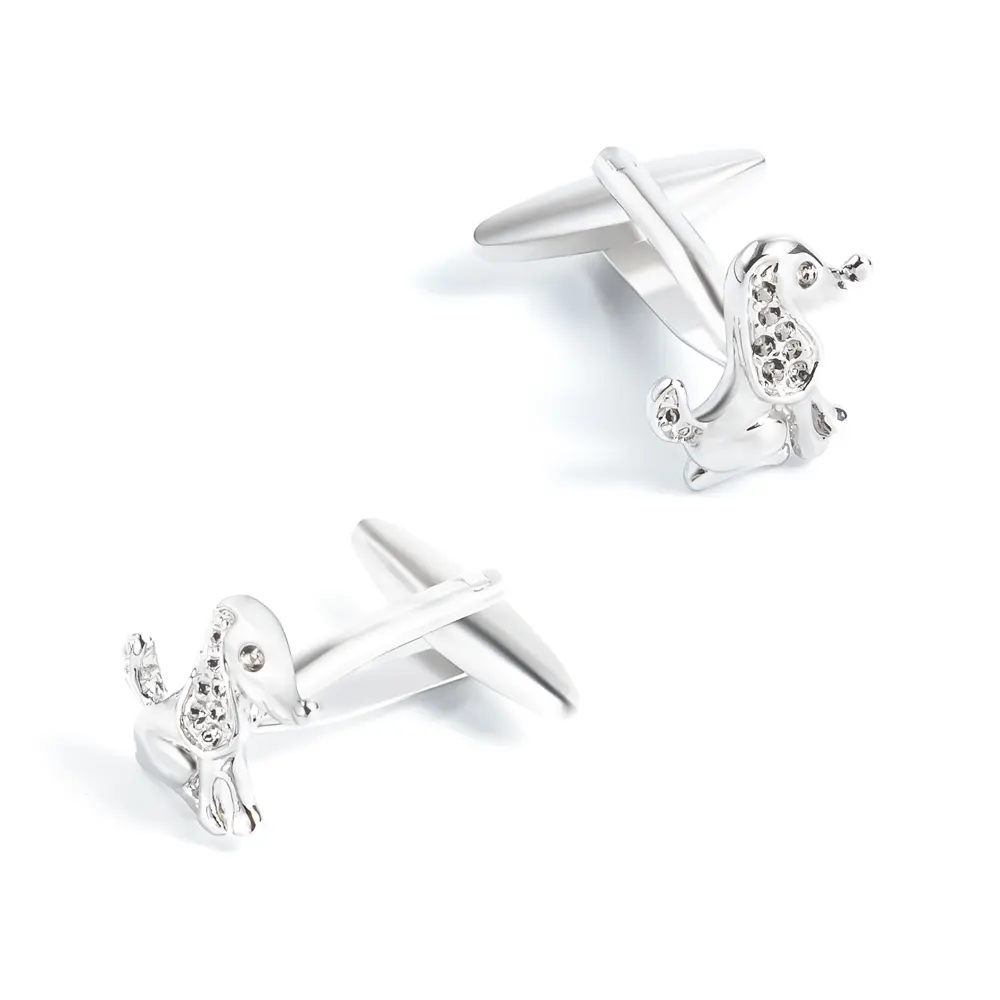 Wholesale Cute Funny Cheap Custom Design Brass Material Diamond Dog Animal Cufflinks CL0268