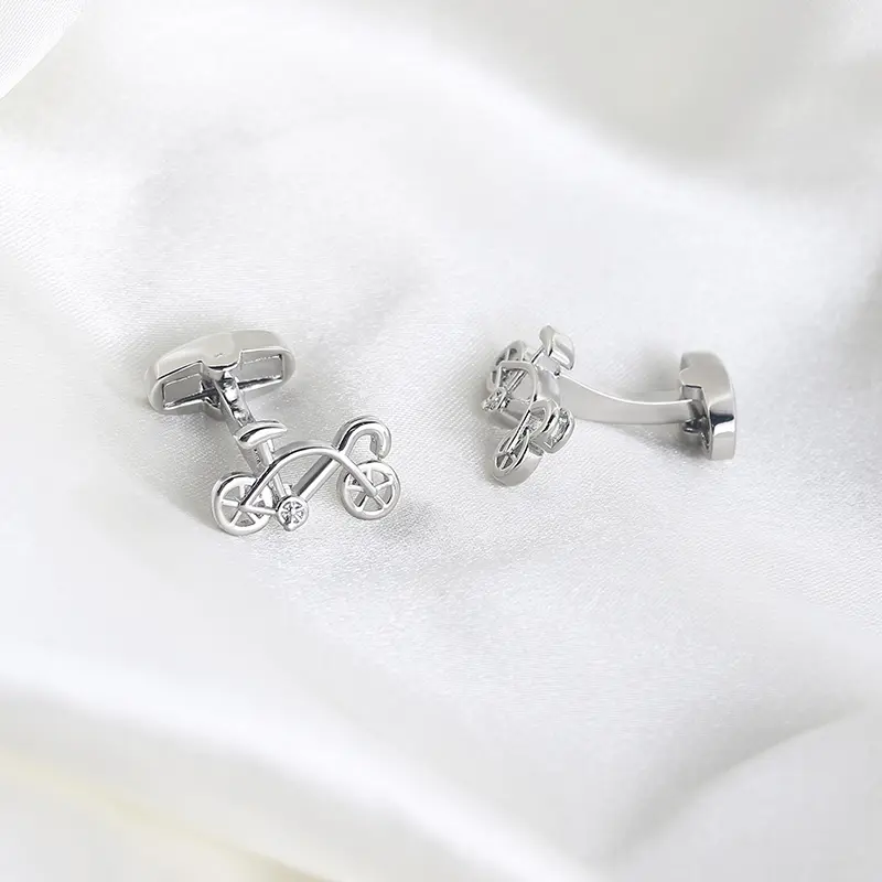 Wholesale Hot Selling Fashion Brass Vintage Novelty Sliver Plated Bike Bicycle Cuff links For Men Suit Shirt CLW0079 Supplier, Companies