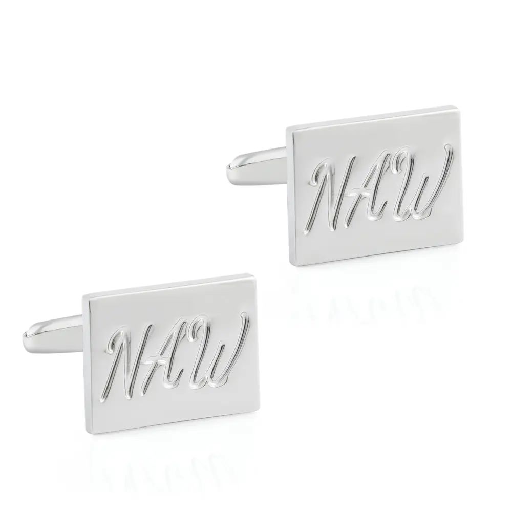 Custom Engraved Metal "New" Tag Personalized Logo Mens Cufflinks Wholsale CL81570-S