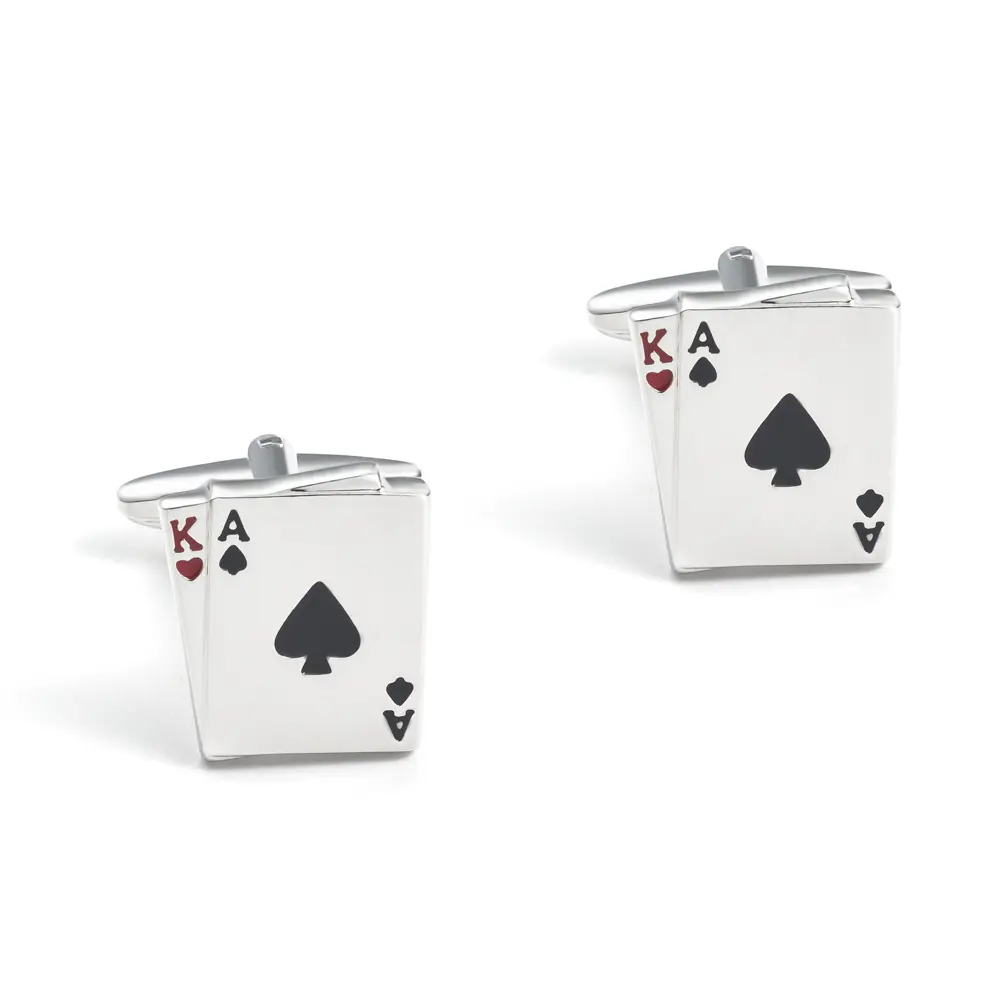 Wholesale New Style Playing Poker Card Cufflinks Custom Brass Engraved Shirt Cufflinks Men CC0207