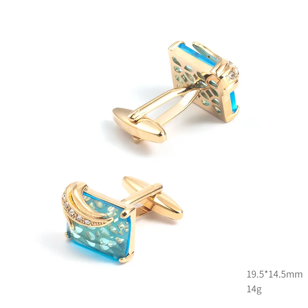 Wholesale Sky Blue Crystal Diamond Elegant Cufflinks Custom Men's Suit Shirt Cufflinks CS0095-2