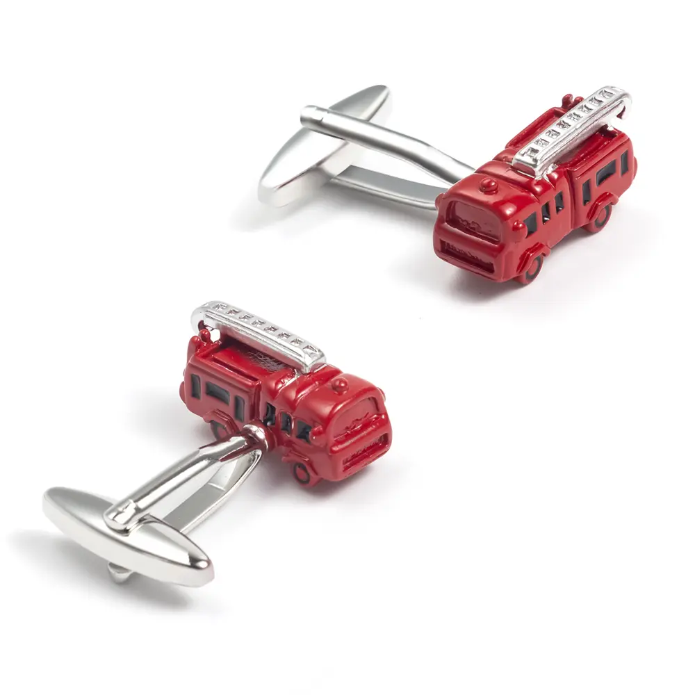 Wholesale Men's Business Red Fire Engine Truck Novelty Cufflinks Low Price CC0282