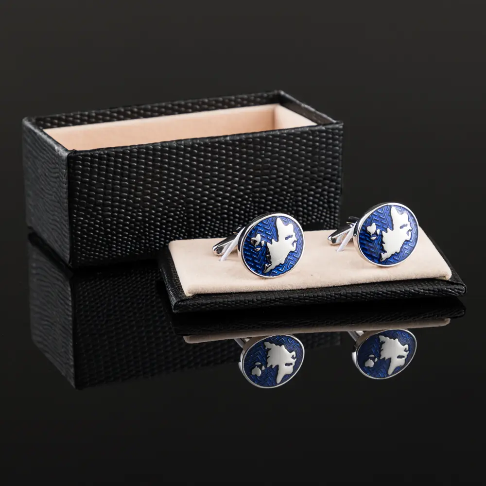 Wholesale Classic Blue Enamel Cufflinks World Map Cuff Links for Mens Business French Cuffs CC0327
