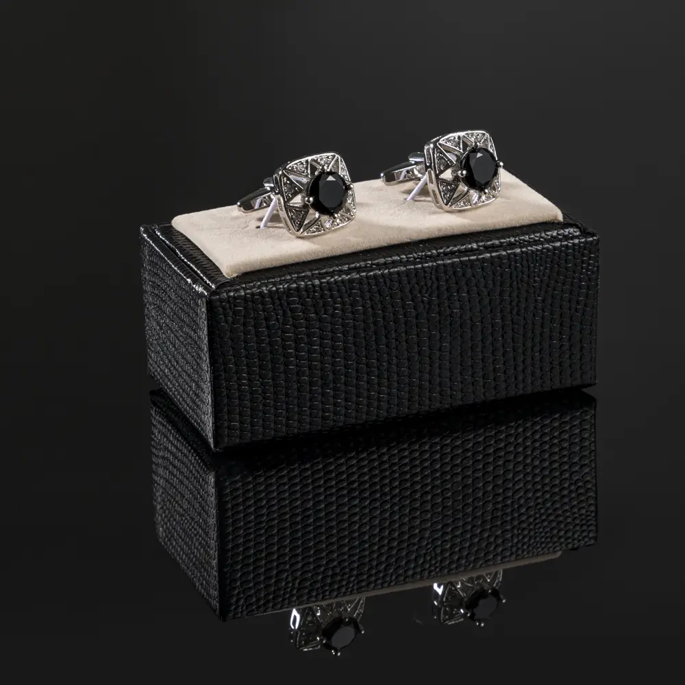 ODM Men's Luxury Price High Quality Black Zircon Accessory Button Cufflinks For Men Suit Shirt CS8088 Supplier, Exporter