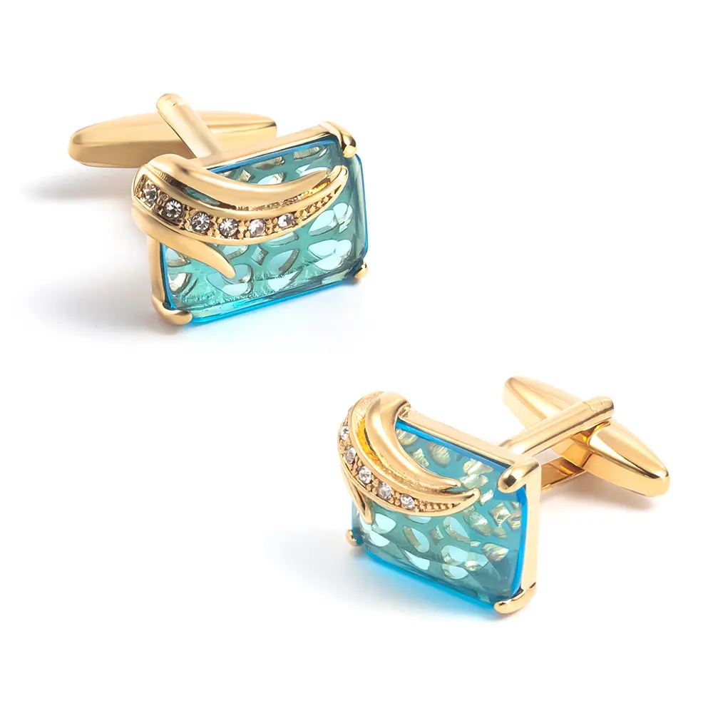 Wholesale Sky Blue Crystal Diamond Elegant Cufflinks Custom Men's Suit Shirt Cufflinks CS0095-2