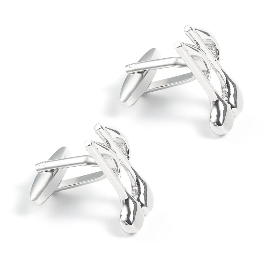 Wholesale Silver Plated Music Note Brass Cufflinks Mens Business Fashion Accessory CL0005