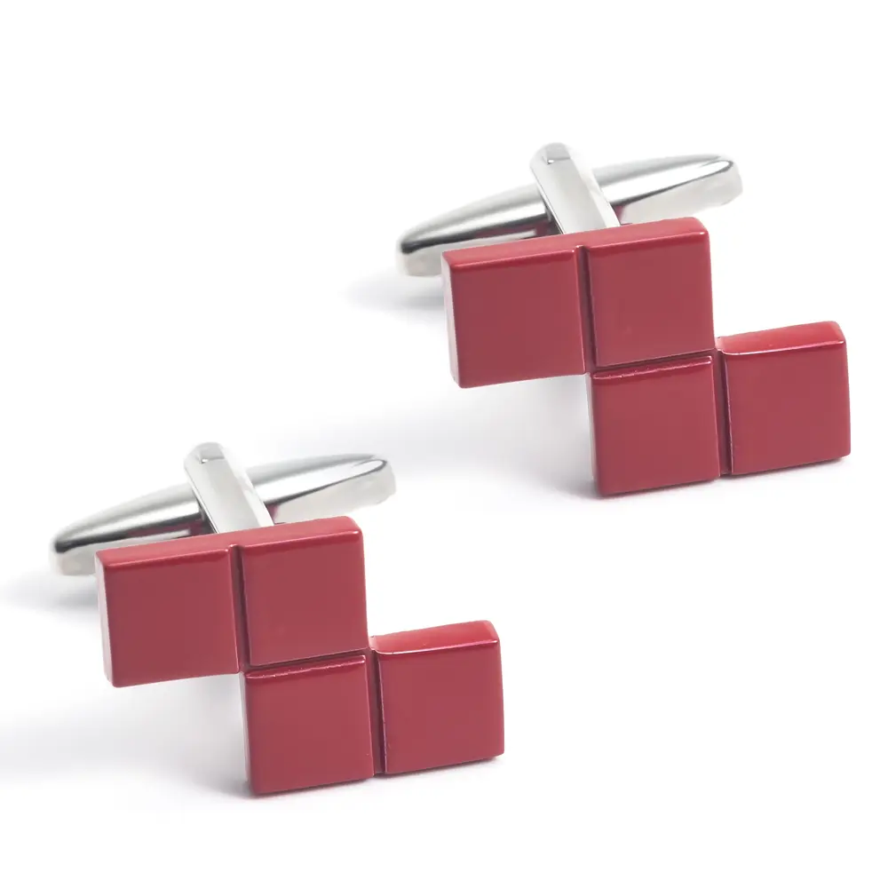 Wholesale Novelty Funny Personalised Design Copper Material Game Square Tetris Cufflink for Men CC0015 Exporter, Companies