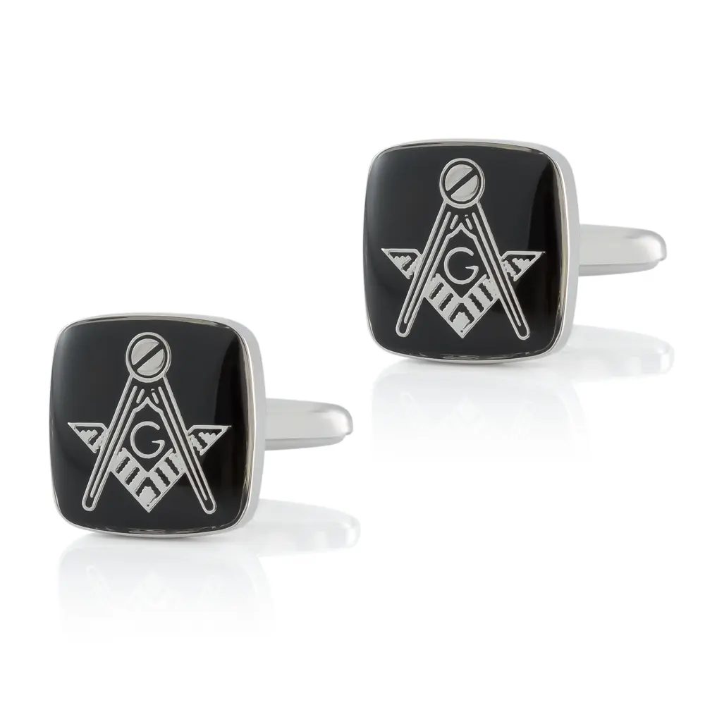 ODM High Quality Fashion Enamel Black Masonic Logo Custom Cufflinks for Men Shirt CC0001 Supplier, Suppliers