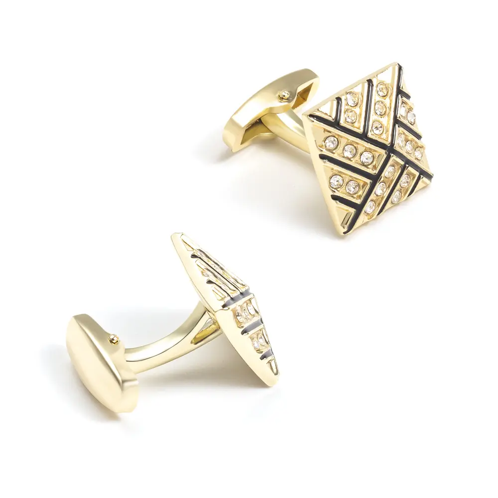 ODM Cufflinks Supplier  Gold Plated Zinc Alloy Diamond Jewelry Business French Cufflinks CSW0038 Supplier, Exporters