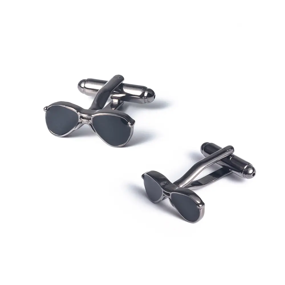 Custom Stylish New Design Gunmetal Plating French Men's Sunglasses Cufflinks Shirt Accessories for Party CC0121-G Factory, Company