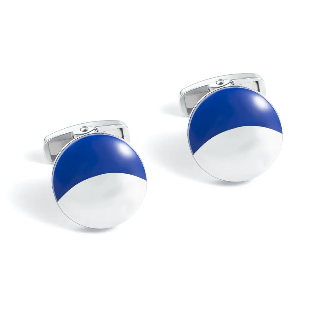 Custom Hot Selling Round Simple Blue Enamel Moon Like Shape Metal Cufflinks Low Price CCW0087 Manufacturers, Factory