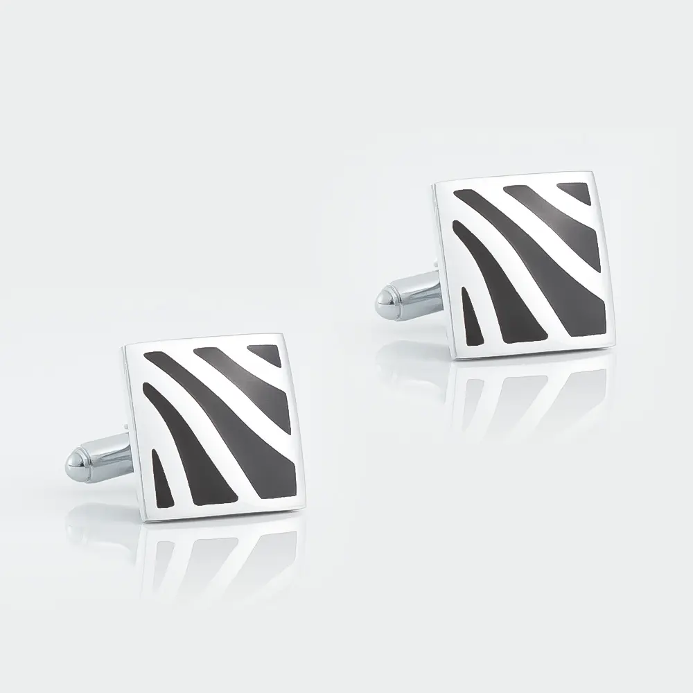 ODM Hot Selling Black and Silver Zebra Pattern Enamel Cufflinks Wholesale CC-Q019-1 Factories, Exporters