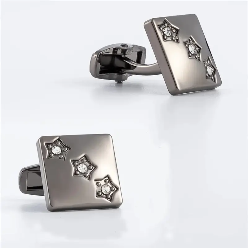 OEM Star Curved Rose Gold Plated Tie bar and Cufflink set with Crystal Men Business Gifts Supplier, Company