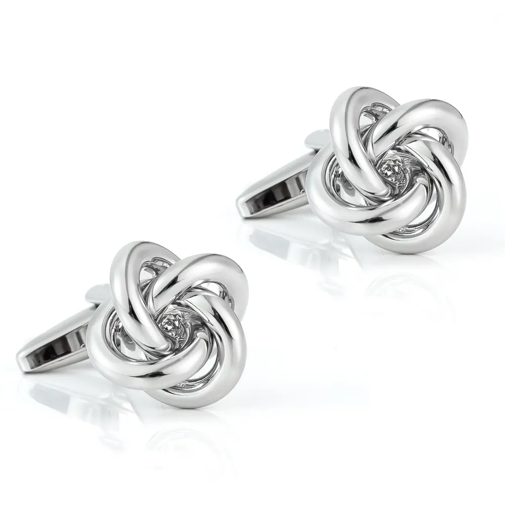 OEM Classic Metal Silver Knot Cufflinks Collection Luxury Men Shirt Stylish Twist Knot Cuff Links Manufacturer, Suppliers