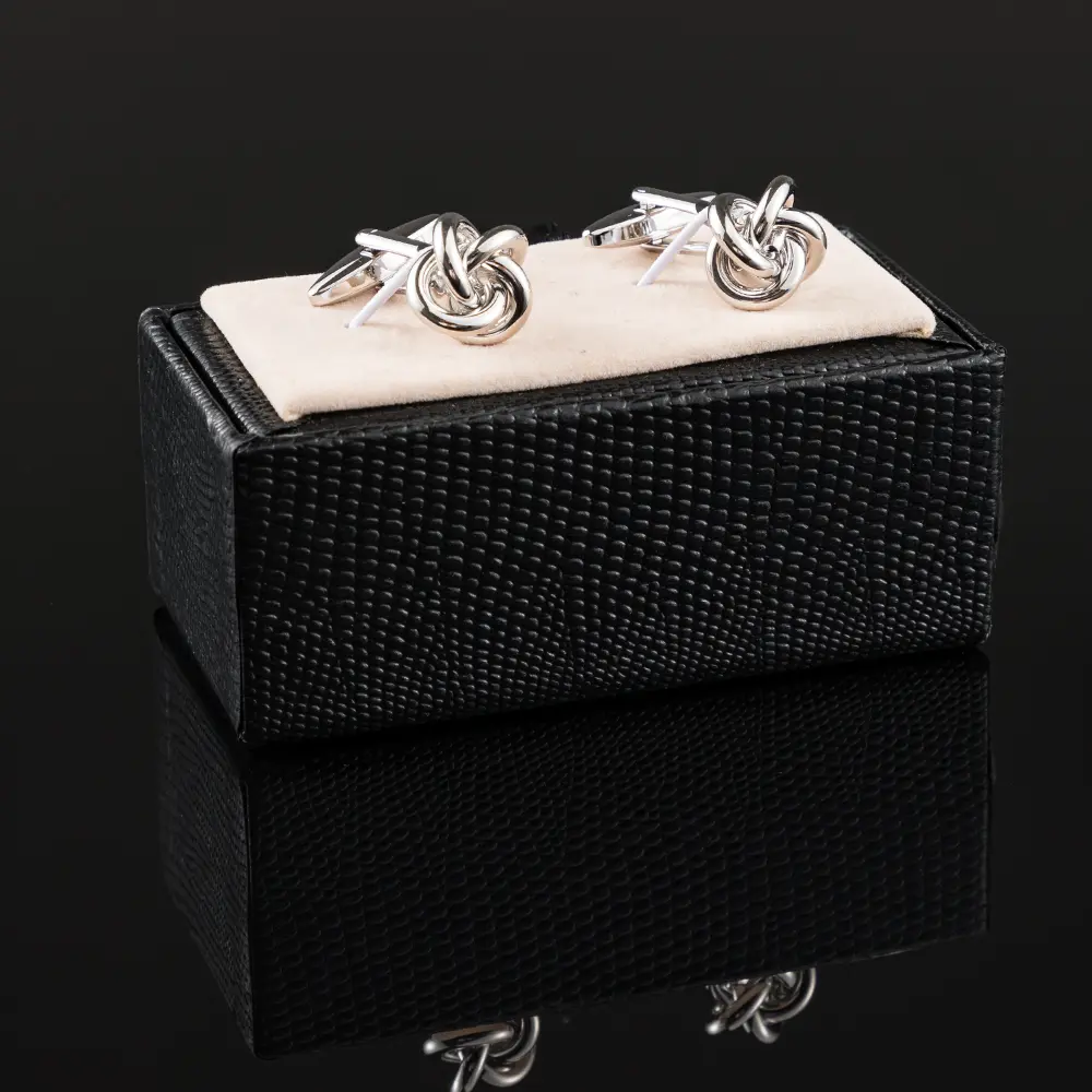 OEM Classic Metal Silver Knot Cufflinks Collection Luxury Men Shirt Stylish Twist Knot Cuff Links Manufacturer, Suppliers