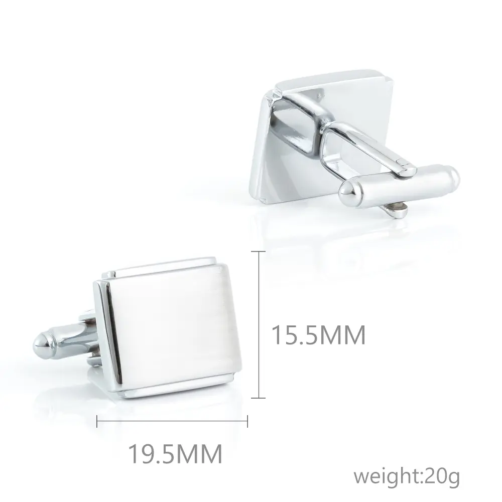 Custom Low Price Simple Business French Square Metal Copper Silver Cufflinks For Mens Suit Accessories CL-C371 Factory, Exporter