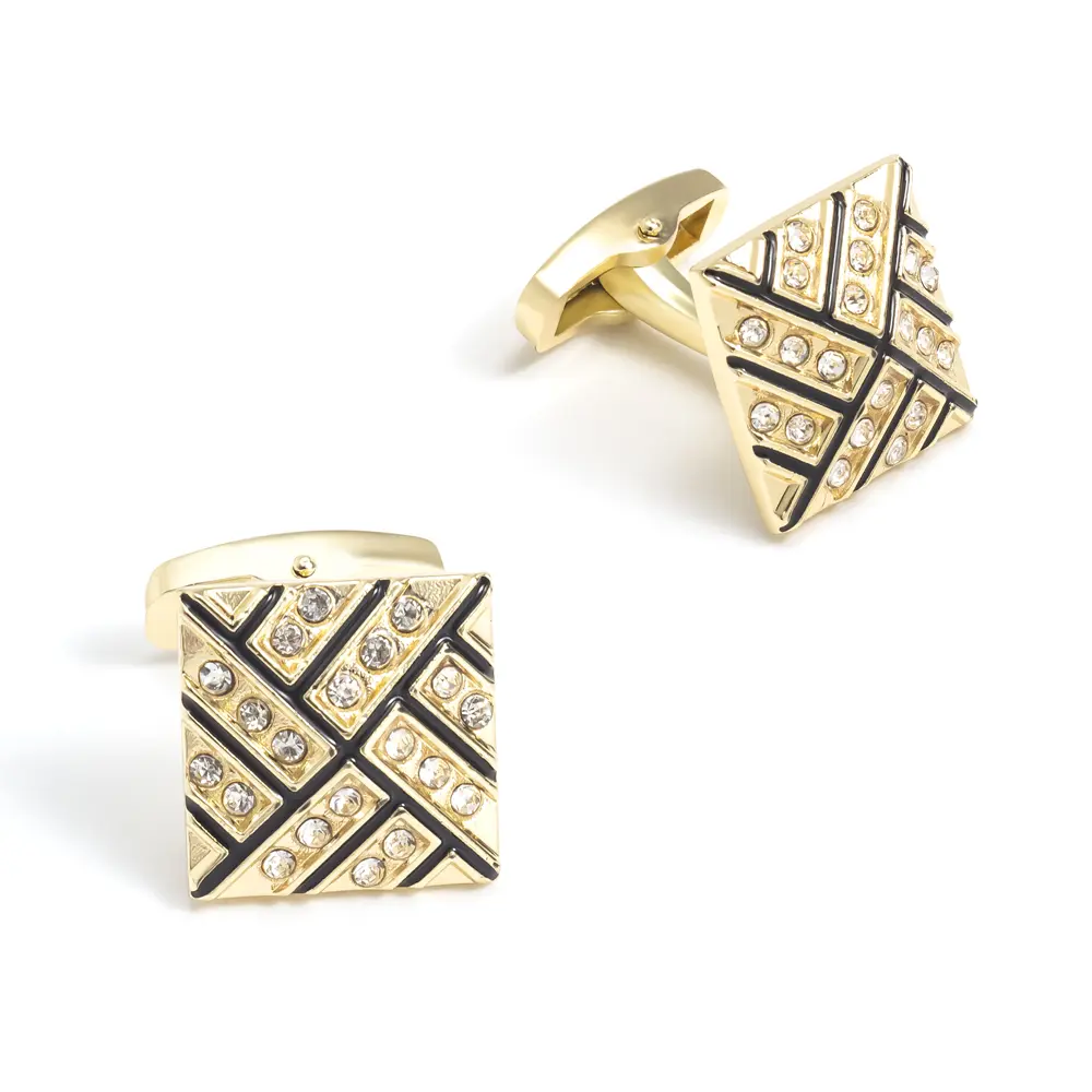 ODM Cufflinks Supplier  Gold Plated Zinc Alloy Diamond Jewelry Business French Cufflinks CSW0038 Supplier, Exporters