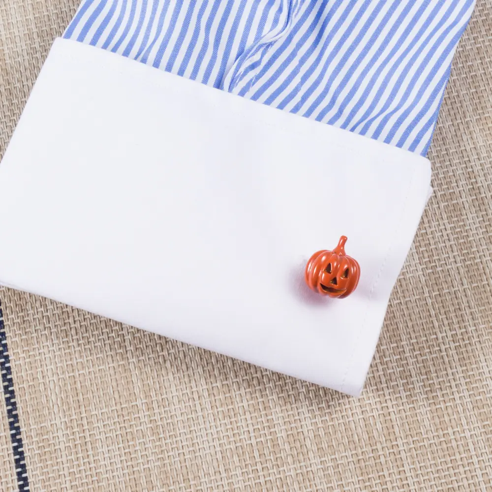 OEM Factory Yellow Color Halloween Pumpkin Design Cufflinks for Men Shirts CC0192 Manufacturer, Factory
